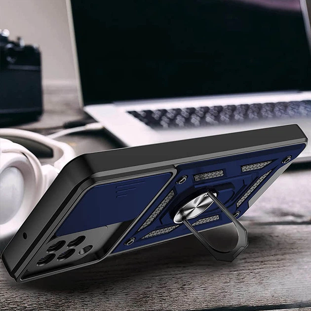 Чехол Epik Camshield Serge Ring for Magnet для Samsung Galaxy M53 5G Ударопрочный Синий - изображение 9