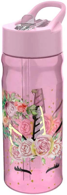Пляшка для води Euromic Lunch Buddies Unicorn Flowers 600 мл (5420065983080) - зображення 1