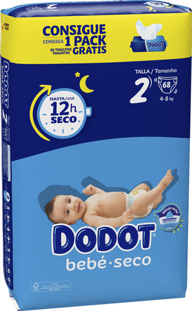 Підгузки Dodot Bebé Seco розмір 2 4 - 8 кг 68 шт (8006540618790) - зображення 1