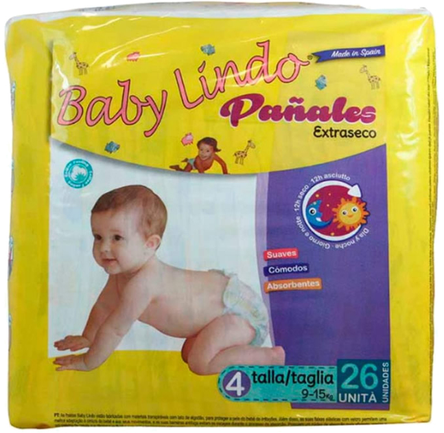 Підгузки Baby Lindo Extraseco розмір 4 9 - 15 кг 26 шт (8436570140440) - зображення 1