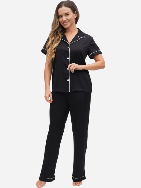 Акція на Піжама (сорочка + штани) жіноча великих розмірів Martelle Lingerie М-320 44 (XXL) Чорна від Rozetka