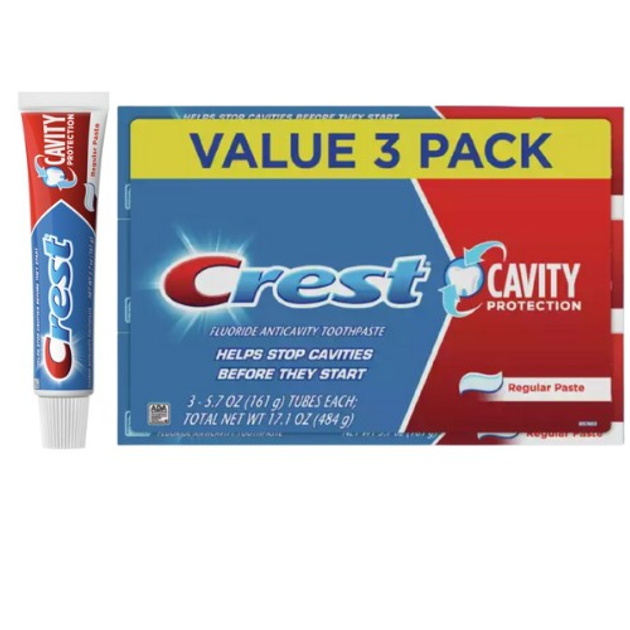Зубна паста для чутливих зубів Crest Cavity protection regular paste 484 г м'ятна зубні пасти |Вигідна упаковка 3 шт - зображення 1