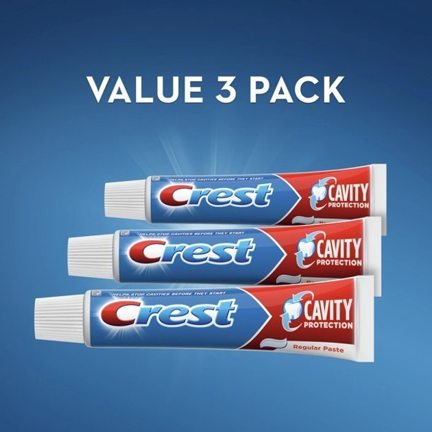 Зубна паста для чутливих зубів Crest Cavity protection regular paste 484 г м'ятна зубні пасти |Вигідна упаковка 3 шт - зображення 2