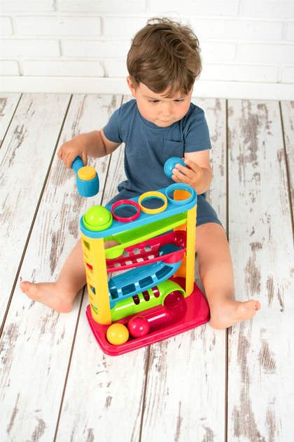 Zjeżdżalnia edukacyjna Smily Play z kulkami i młotkiem (5905375829322) - obraz 3