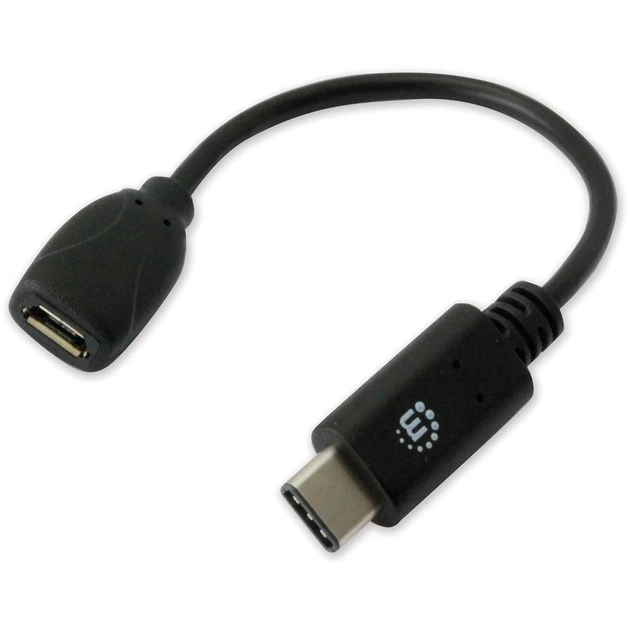 Кабель Manhattan USB 2.0 Micro-B(F) / Type-C(M) 0.15 м Чорний (766623353335) - зображення 3