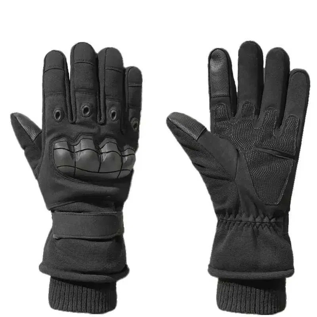 Зимові тактичні рукавички Чорні L 22-23 см. - зображення 1