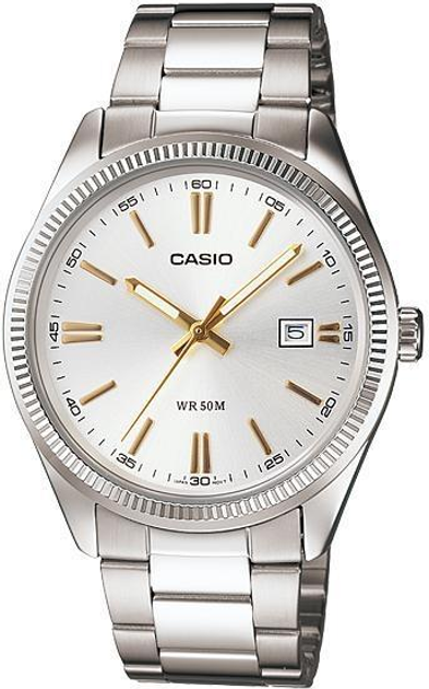 Наручные часы Casio MTP-1302D-7A2 VDF Белые с золотистым/стальные ...