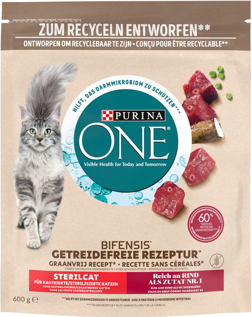 Сухий корм беззерновий для дорослих стерилізованих котів Purina One Grain Free комплекс Bifensis з яловичиною 600 г (8445290455857) - зображення 2
