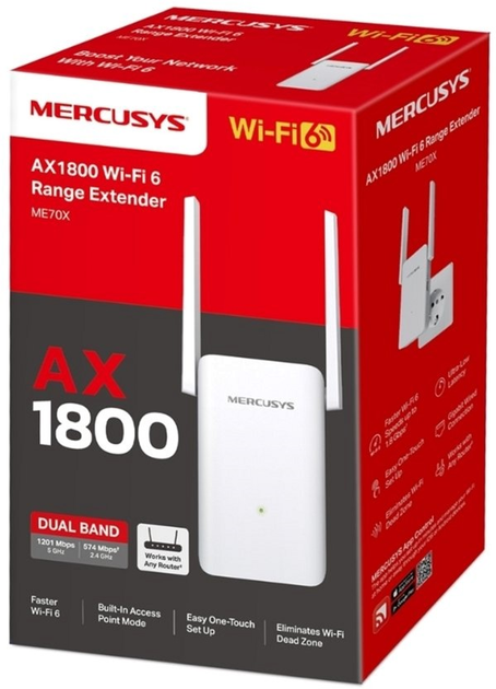 Ретранслятор Mercusys AX1800 Wi-Fi 6 (6957939001087) - зображення 3