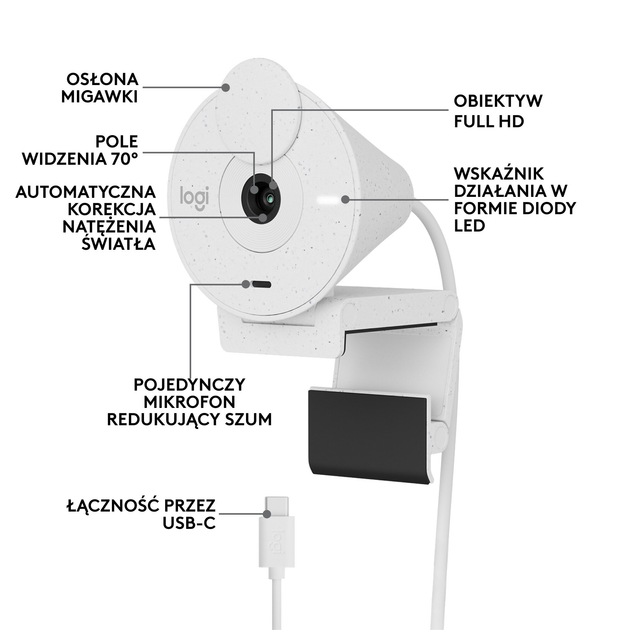 Kamera internetowa Logitech Brio 300 FHD biała (960-001442) - obraz 6