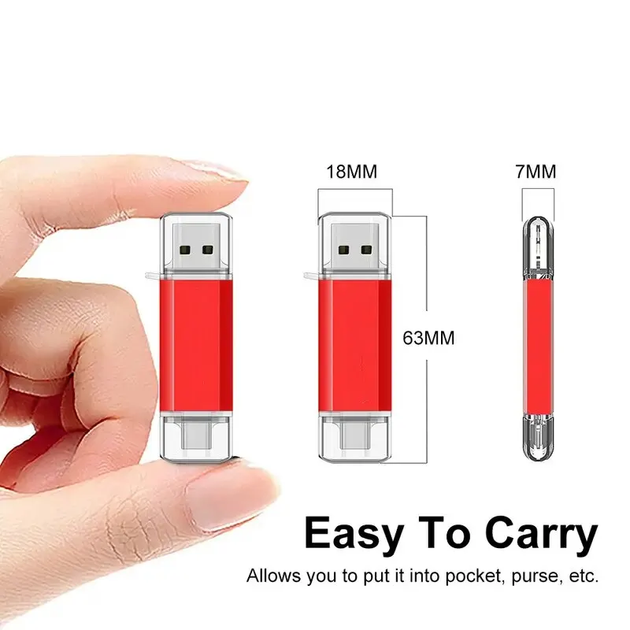 Флешка usb RED 64 gb + type C червона - изображение 3