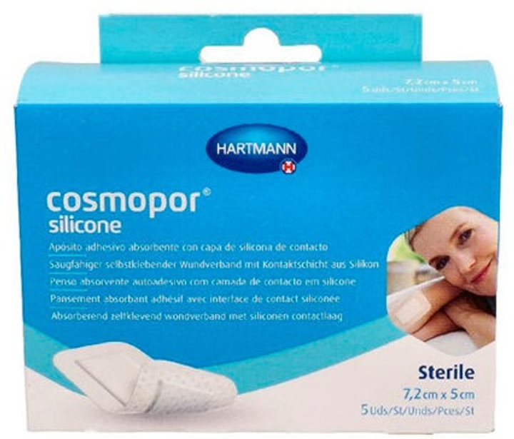 Plastry Hartmann Cosmopor silikonowe 7.2 cm x 5 cm 5 szt (4052199578255) - obraz 1