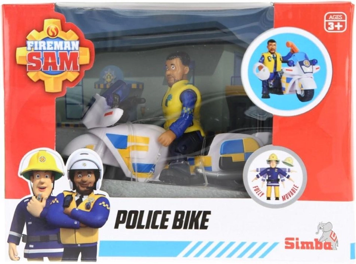 Поліцейський мотоцикл із фігуркою Simba Пожежний Сем (4006592062736) - зображення 1
