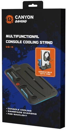 Stojak do PS5 Canyon CS-5 RGB z chłodzeniem i ładowaniem do gamepadów Black (CND-CSPS5B) - obraz 5