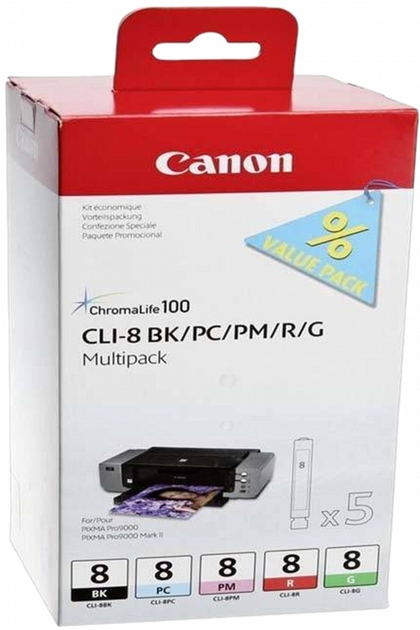 Zestaw tuszy Canon CLI-8 BK/PC/PM/R/G (0620B027) - obraz 1