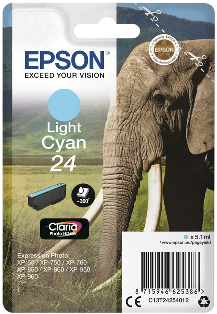 Tusz Epson 24 Light Cyan (C13T24254012) - obraz 1
