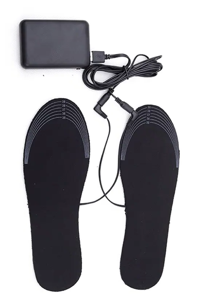 Термостельки стельки с подогревом для обуви от USB PowerBank универсальный размер 41-46 (476332-Prob) Черные - изображение 1