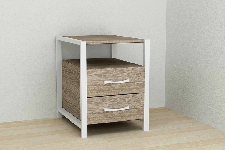 Тумба универсальная Ferrum-decor Вивьен 2/2 50x41x40 белый ДСП Дуб Сонома Трюфель 16мм (XK00119) - Фото 4 Тумба универсальная Ferrum-decor Вивьен 2/2 50x41x40 белый ДСП Дуб Сонома Трюфель 16мм (XK00119) - изображение 4