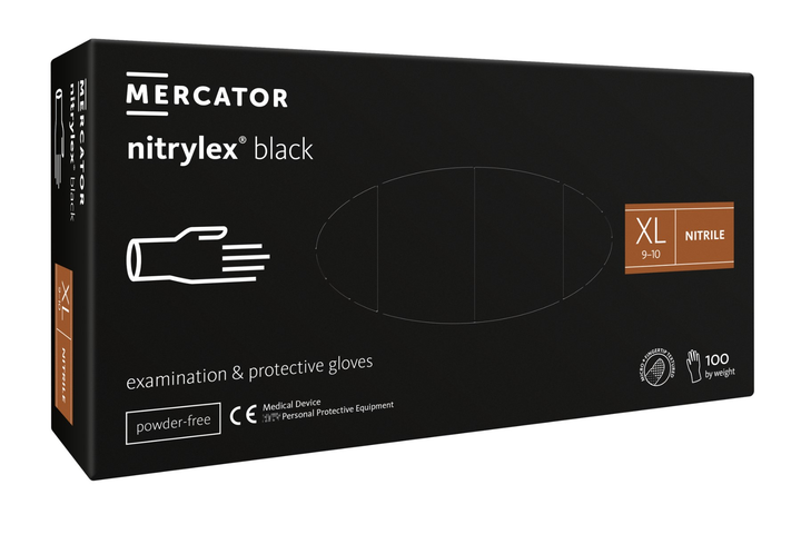 Рукавички нітрилові Mercator Medical Nitrylex Black XL Чорні 100 шт (00-00000065) - изображение 1