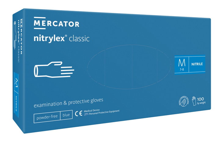Рукавички нітрилові Mercator Medical Nitrylex Classic M Сині 100 шт (00-00000048) - зображення 1