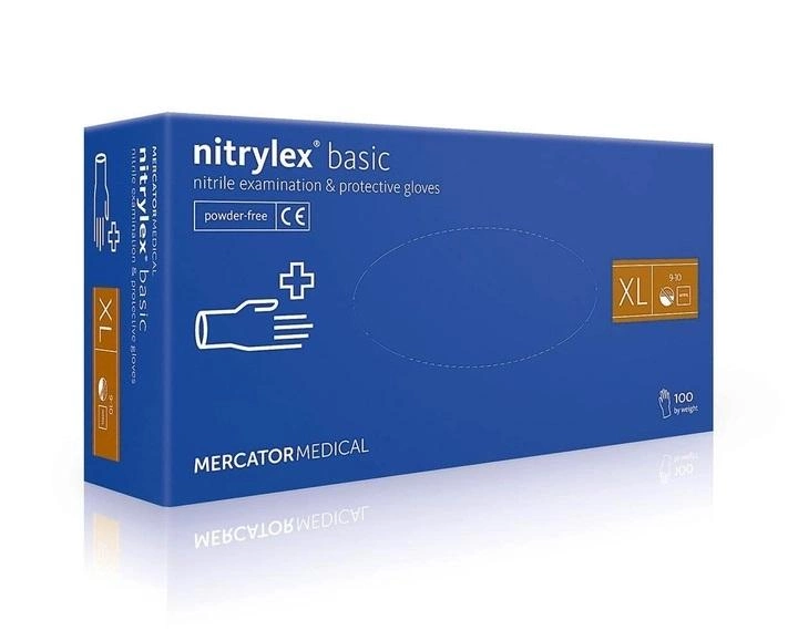 Рукавички нітрилові Mercator Medical Nitrylex Basic XL Сині 100 шт (00-00000060) - зображення 1