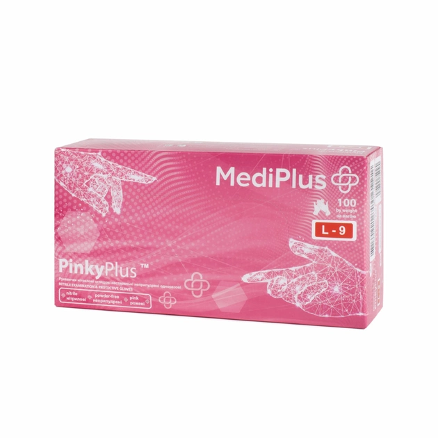 Рукавички нітрилові MediPlus PinkyPlus L Рожеві 100 шт (00-00000122) - зображення 1
