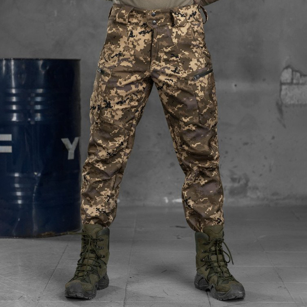 Утепленные мужские Брюки SoftShell с Высоким Поясом / Плотные Штаны на флисе пиксель размер S - изображение 1