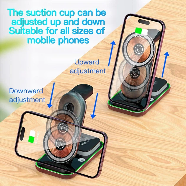 Беспроводная зарядная док-станция Qi 4in1 Magnetic Wireless Charger XYJ A8 Phone - Фото 3 Беспроводная зарядная док-станция Qi 4in1 Magnetic Wireless Charger XYJ A8 Phone - изображение 3