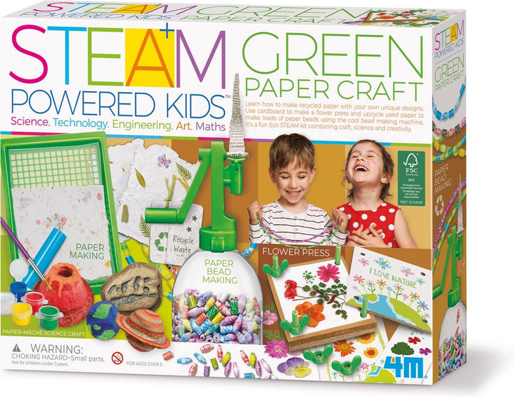 Zestaw kreatywny 4M Steam Powered Kids Green Paper Craft (4893156055422) - obraz 1