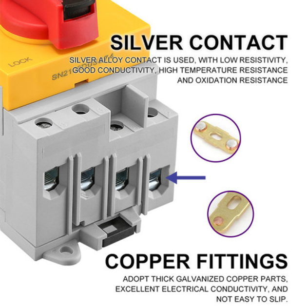 Rozłącznik Qoltec DC isolator z funkcją blokady 1200V 32A 8kV - obraz 3