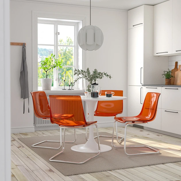 Стіл+4 стільці IKEA DOCKSTA / TOBIAS, білий білий, коричневий, червоний, 103 см, 394.992.77 - изображение 2