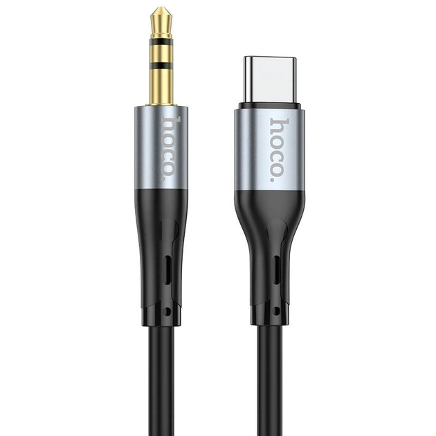 Кабель HOCO UPA22 - 3.5mm to Type-C silicone digital audio conversion 1 метр чорний - зображення 4