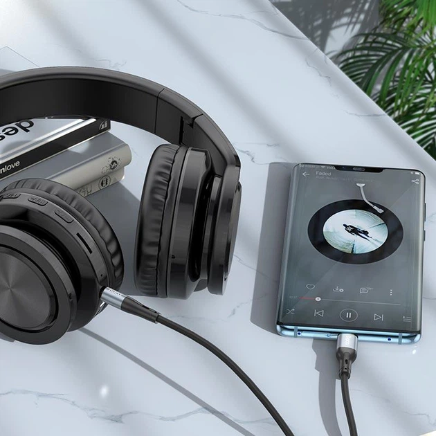 Кабель HOCO UPA22 - 3.5mm to Type-C silicone digital audio conversion 1 метр чорний - зображення 6