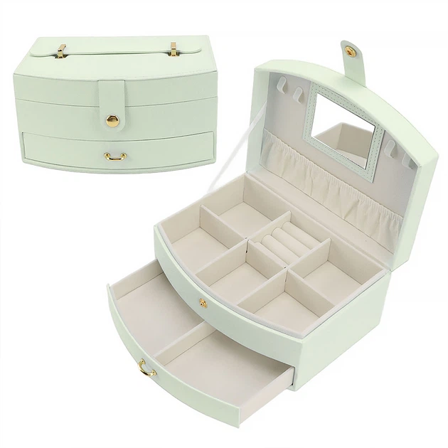 Шкатулка Casegrace SP-01245 Tiffany 20*15*10 для украшений и ювелирных изделий двухуровневая с зеркалом - Фото 4 Шкатулка Casegrace SP-01245 Tiffany 20*15*10 для украшений и ювелирных изделий двухуровневая с зеркалом - изображение 4
