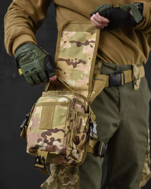 Тактическая поясная сумка на ногу SWAT Cordura 1000D мультикам (11926) - изображение 2