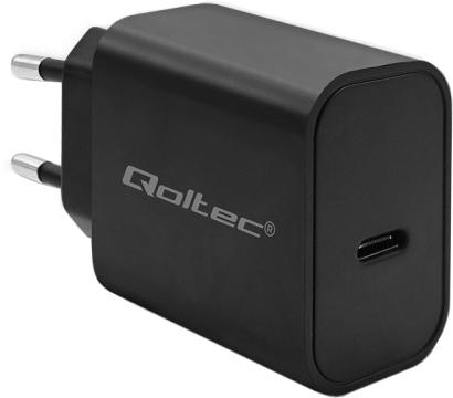 Ładowarka sieciowa Qoltec Super Quick PD charger USB-C 20W 5-12V 1.67-3A Black - obraz 1