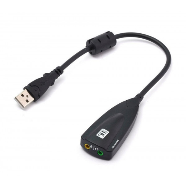 Звуковая плата USB Kingda B00811 Virtual 7.1 Channel C-Media кабель 25см черная - изображение 1
