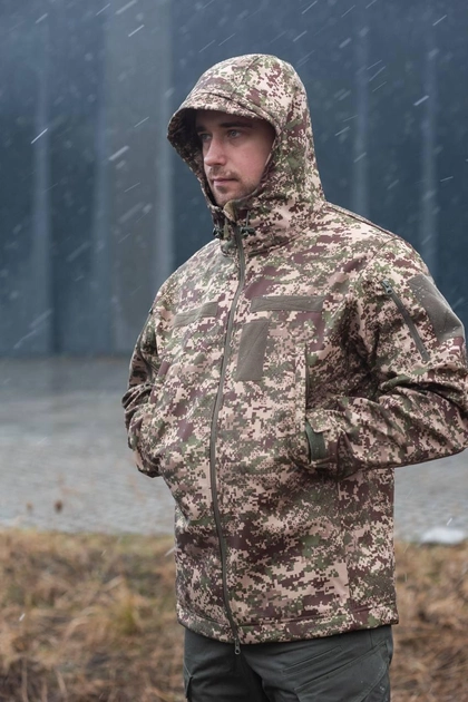 Мужская Демисезонная Куртка Soft Shell Хищник на Флисе ветрозащитная 3XL - изображение 2