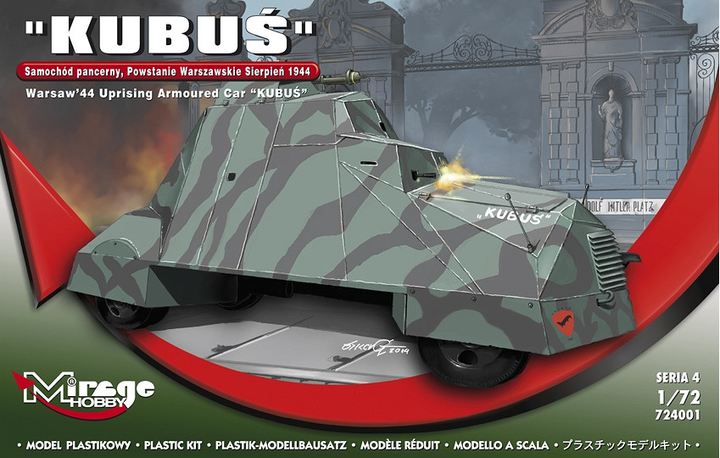 Model do składania Mirage Hobby Kubuś Samochód pancerny Powstanie Warszawskie Sierpień 1944 1:72 (5901461724021) - obraz 1