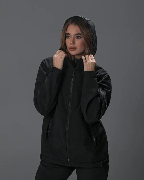 Куртка женская тактическая Robokop 2.0 демисезон с капюшоном Чёрная M - изображение 2