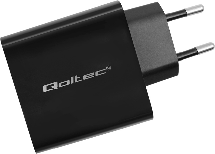 Мережевий зарядний пристрій Qoltec Super Quick PD Charger USB-C USB-A 45W 5-20V 2.5-3A Black - зображення 2