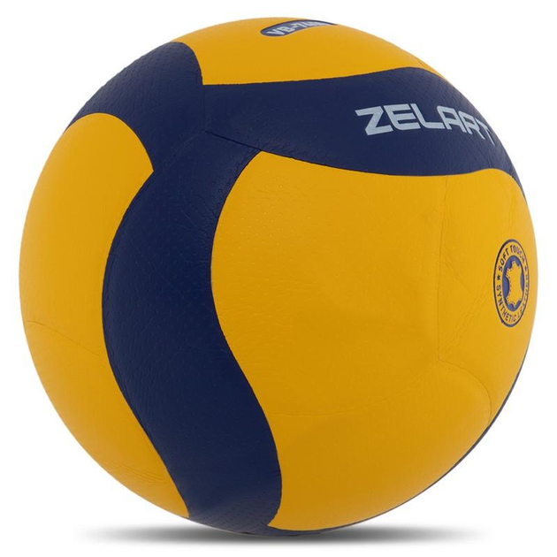 Мяч волейбольный полиуретан ZELART VB-7400 желто-синий №5 PU клееный ...
