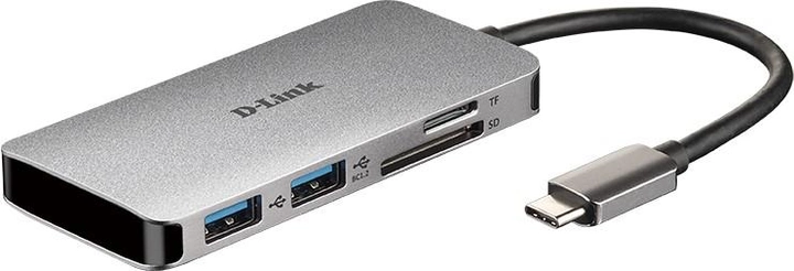 USB-хаб D-Link DUB-M610 6-in-1 USB-C to HDMI/Card Reader/Power Delivery Silver - зображення 1