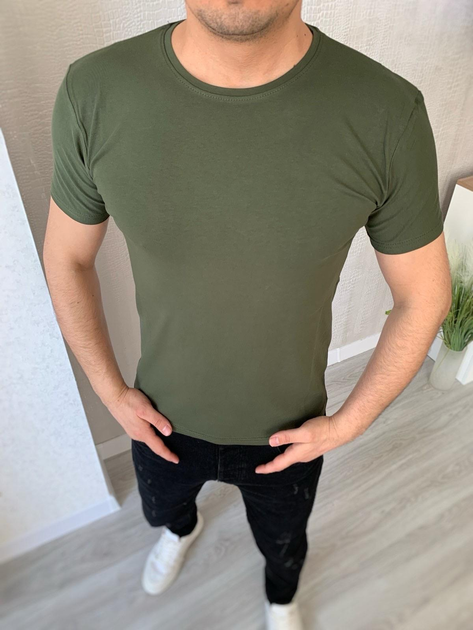 Мужская однотонная базовая футболка хаки батал 5XL от продавца: KaraMix ...