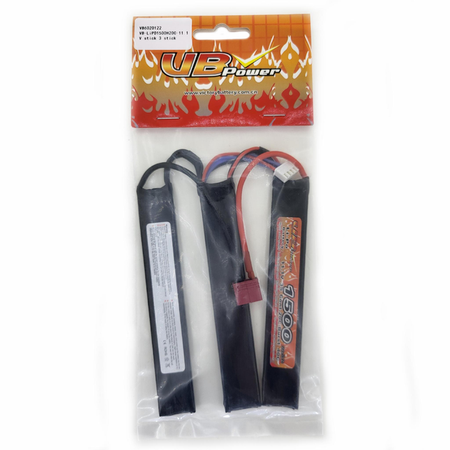 Акумулятор LiPo 11.1V 1500mah - 3 stick 20-40C нунчаки Т-конектор (VBPower) (для страйкболу) - зображення 2