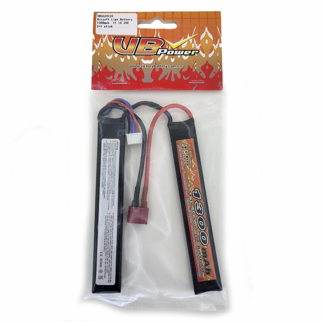 Аккумулятор LiPo 11.1V 1300mah-2+1 stick 20-40C нунчаки Т-коннектор (VBPower) (для страйкбола) - изображение 2