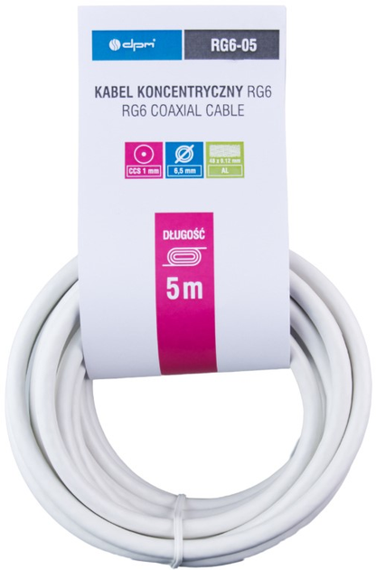 Przewod koncentryczny DPM RG6 1 mm CCS 5 m (5906881211274) - obraz 3