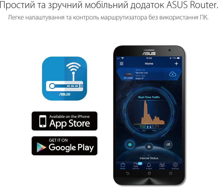 Маршрутизатор Asus RT-AX1800U WiFi6/ 1 Гбіт/с / USB 3G/4G підтримка технології MESH - зображення 7