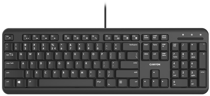 Клавиатура проводная Canyon HKB-20 Velvet Silent ENG/UKR USB Black (CNS-HKB02) - изображение 1