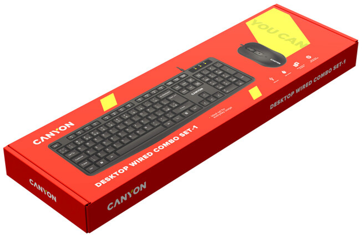 Комплект проводной Canyon SET-1 Water resistant ENG/UKR USB Black (CNE-CSET1) - изображение 2